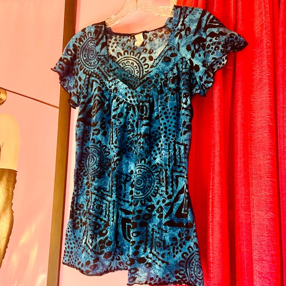 Y2k Vintage Abstract Freeform Blouse Black 90’s Geometric Pattern Women’s Small - Picture 2 of 2